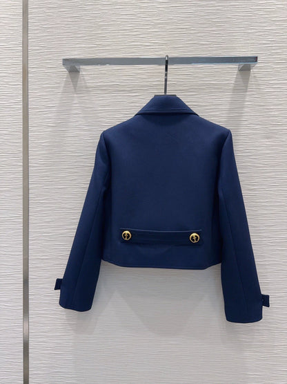 26New Double-Breasted Long-Sleeve Cropped Jacket