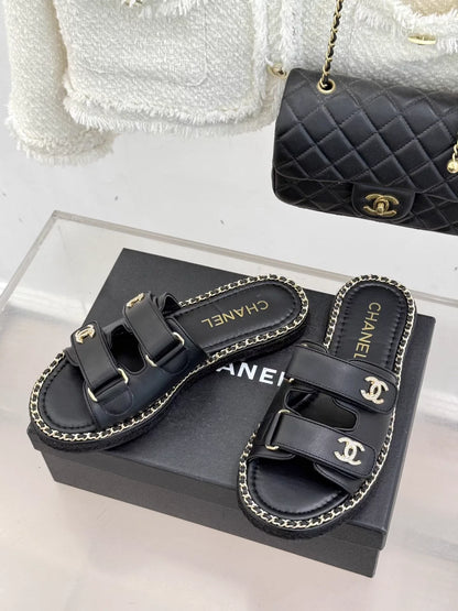 Double C backpack buckle Velcro slippers
