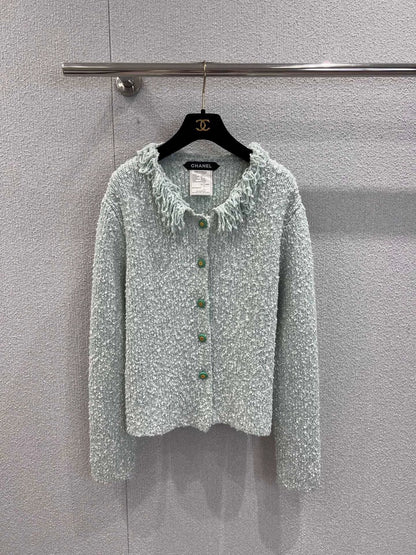 25fw Tassel collar dopamine knit cardigan