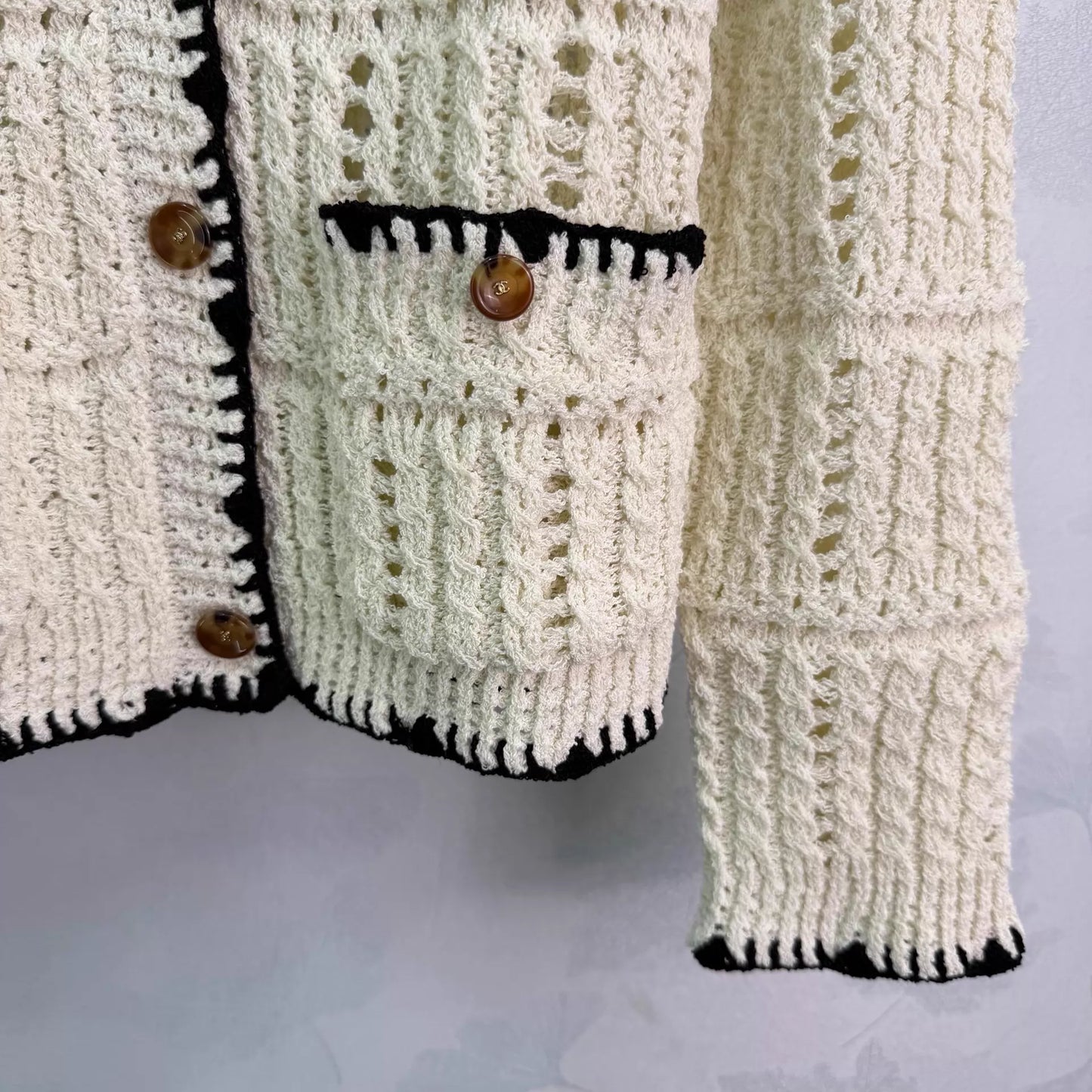 French-style crochet knit cardigan