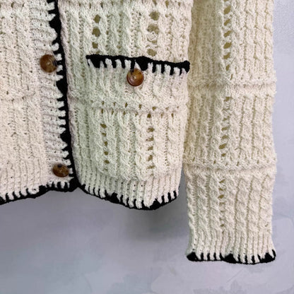 French-style crochet knit cardigan