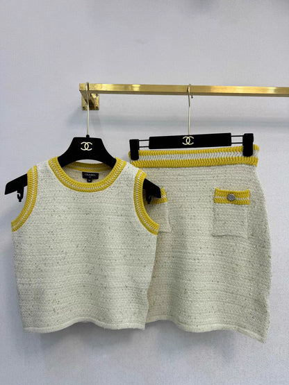 Tweed Color-Blocked Knit Set