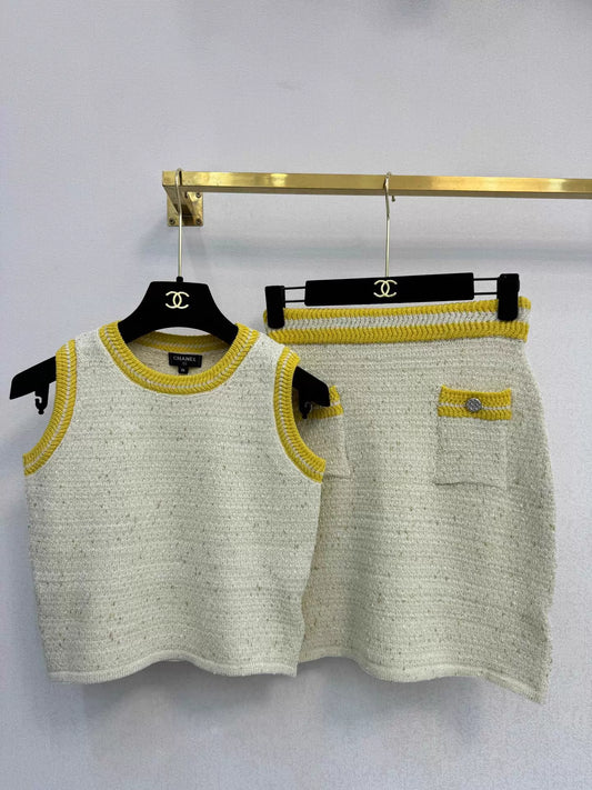Tweed Color-Blocked Knit Set