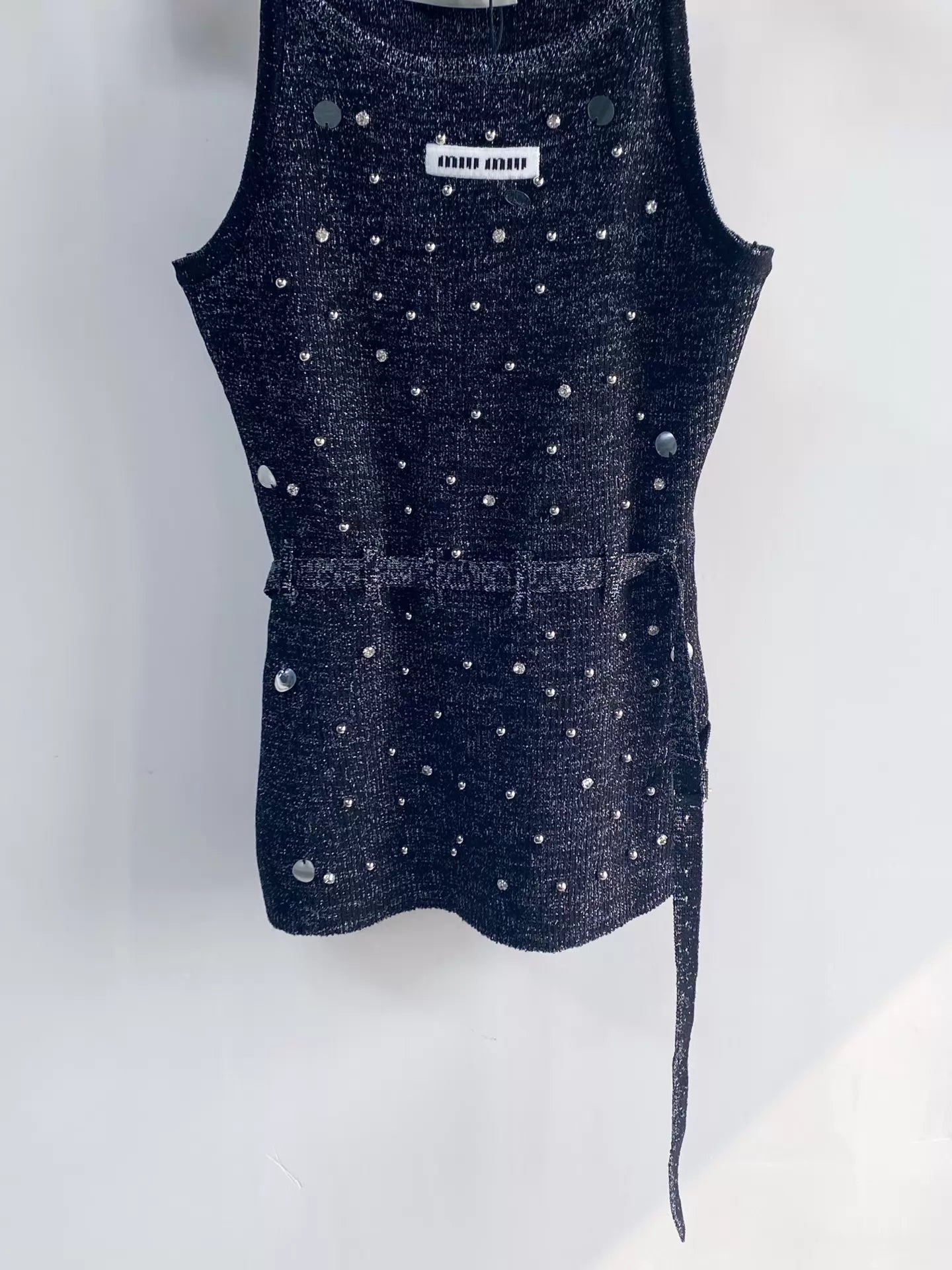 26ss Beaded Strap Logo Knitted Camisole