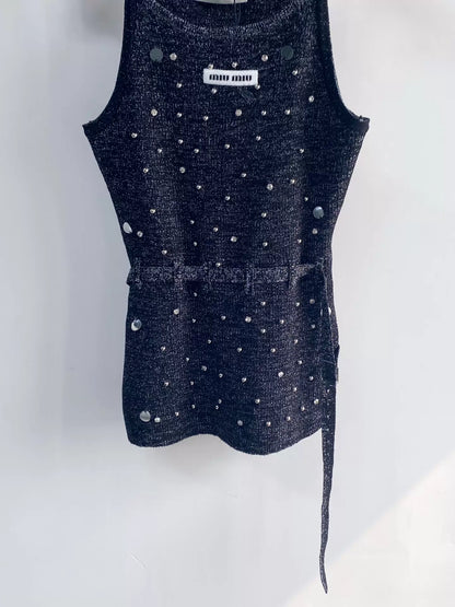 26ss Beaded Strap Logo Knitted Camisole