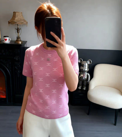 26ss Double C Logo Knit T-Shirt