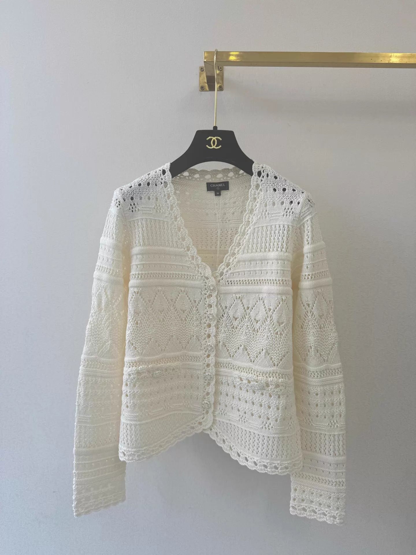 Hollow-out knit cardigan