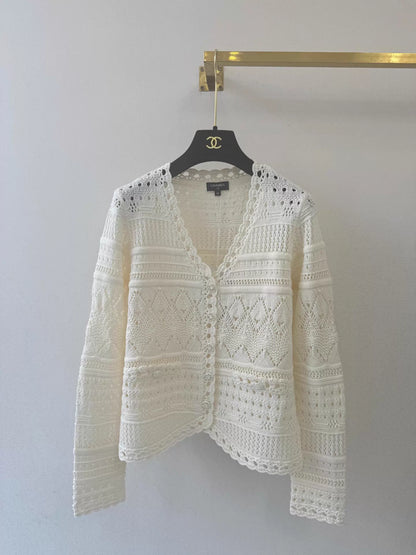 Hollow-out knit cardigan