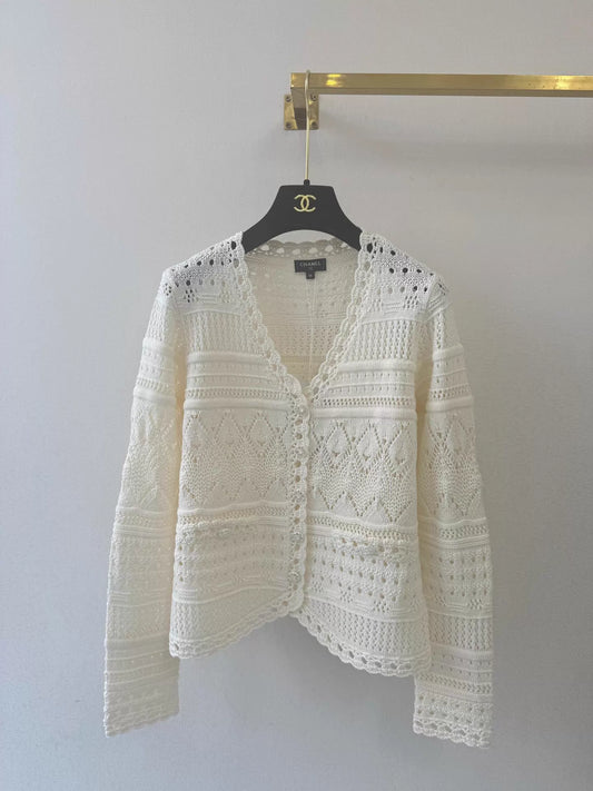 Hollow-out knit cardigan