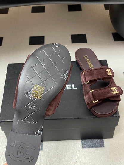 Double C rhinestone buckle sandals