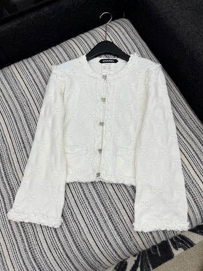Hook flower round neck jacket