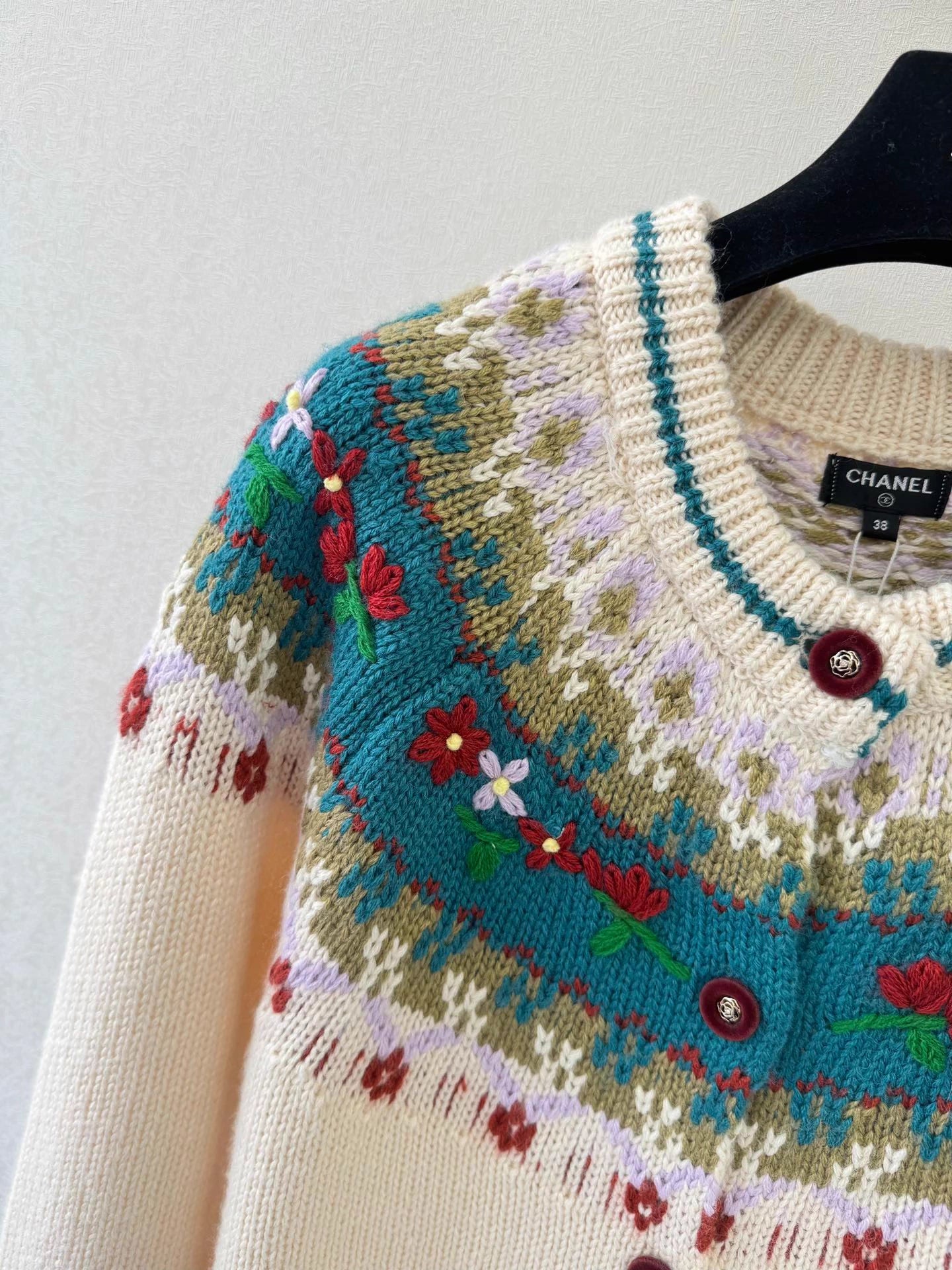 Fair Isle Jacquard Knit Cardigan