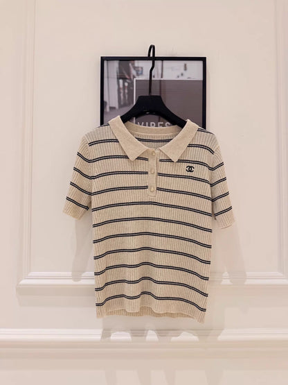 26ss Striped Knit Polo Shirt