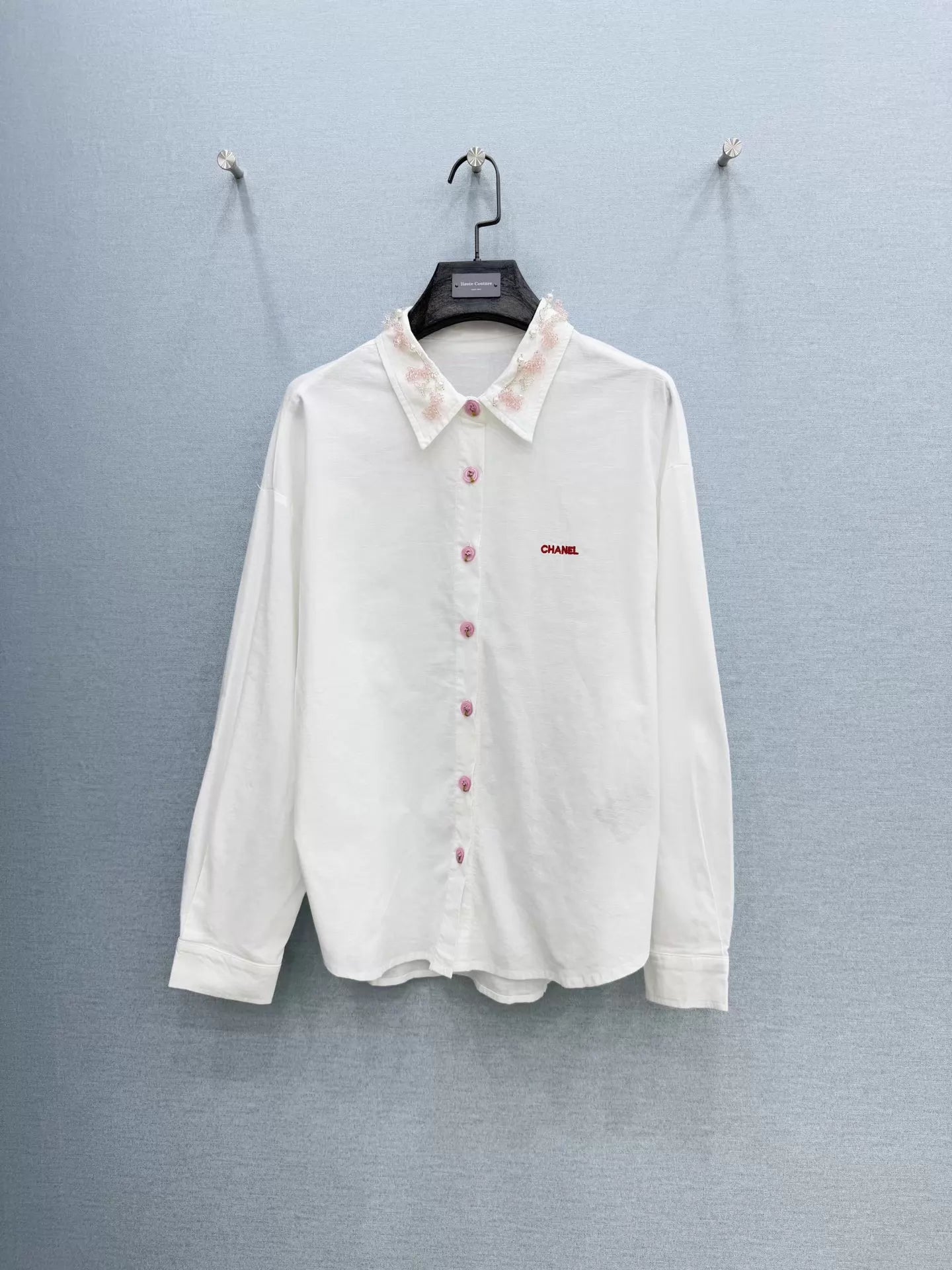 26ss Beaded cotton-linen shirt