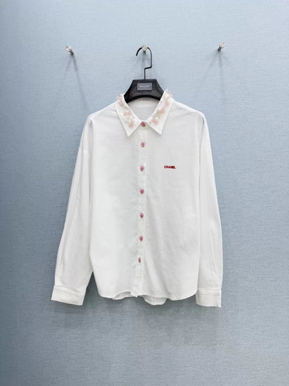26ss Beaded cotton-linen shirt