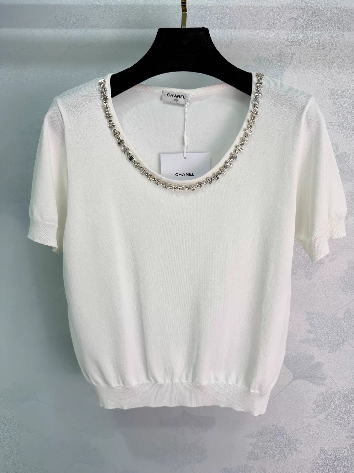 26ss Beaded Neckline Knit T-Shirt
