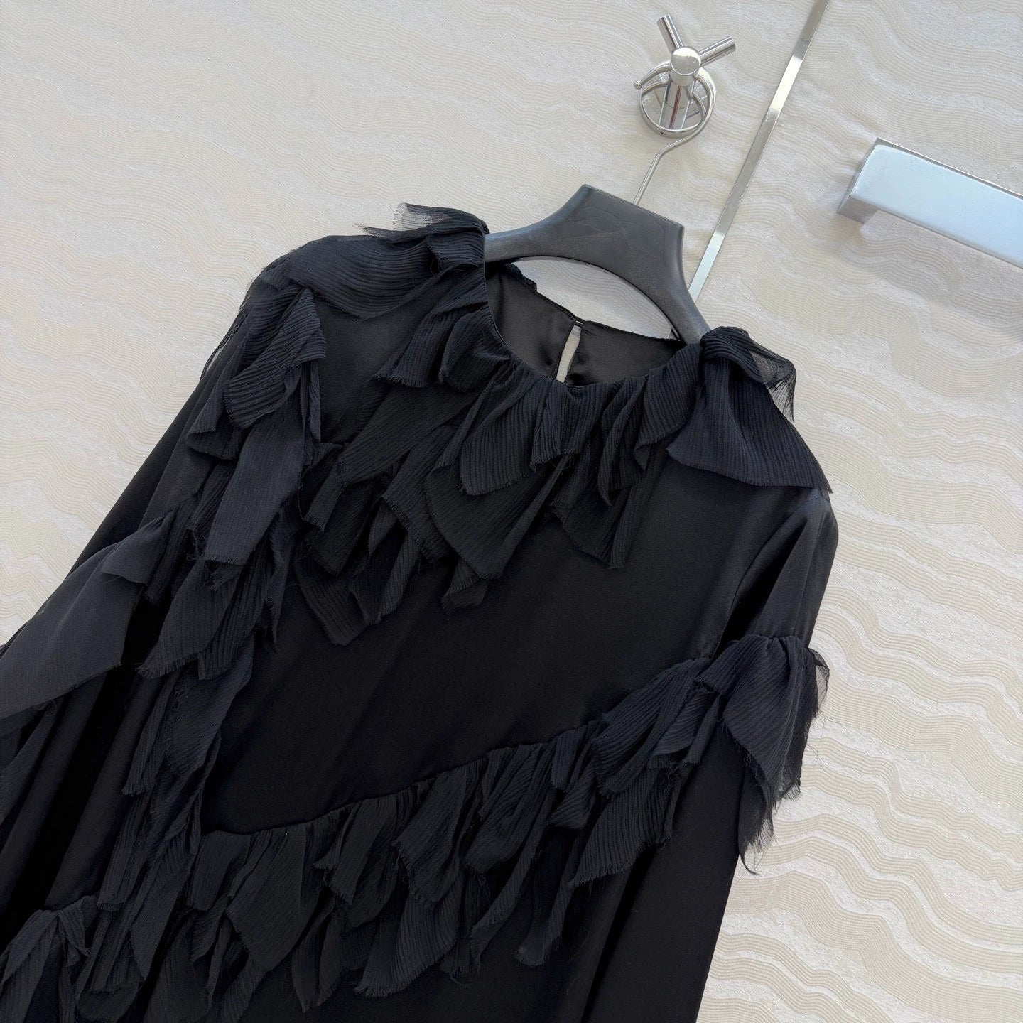 26ss 3D Feather Silk Satin Top