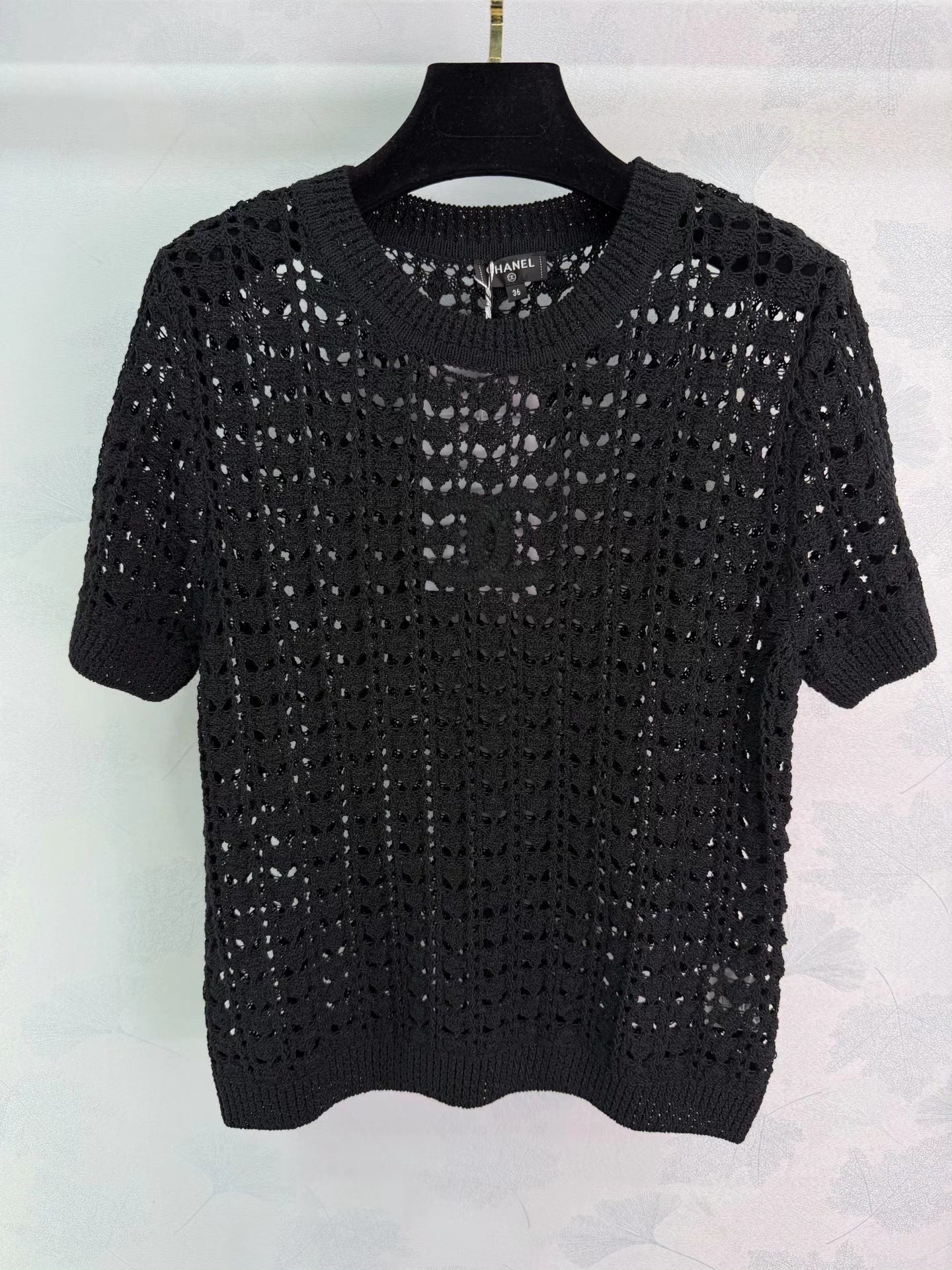 Openwork Knit Short-Sleeve T-Shirt