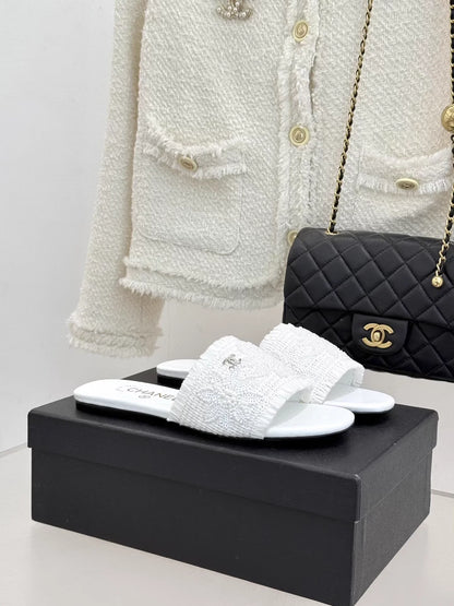 Woven Double C Flat Slippers