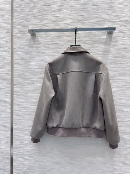 26New Collection: Long-Sleeve Jacket with a Knitted Collar (Grey)