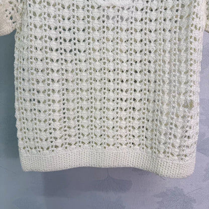 Openwork Knit Short-Sleeve T-Shirt