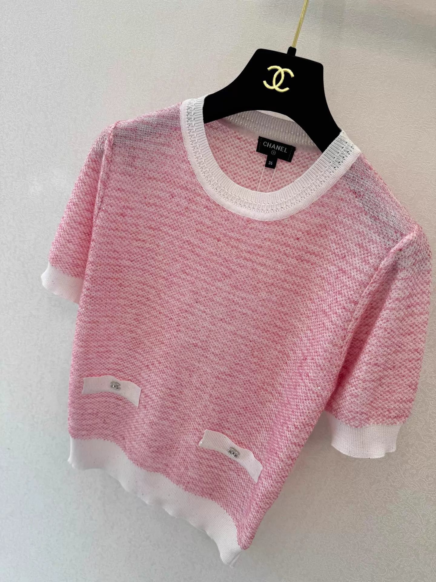26ss Pink Knit Short-Sleeve T-Shirt