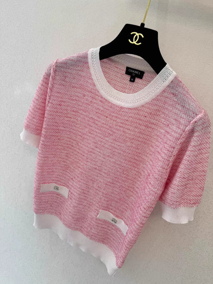 26ss Pink Knit Short-Sleeve T-Shirt