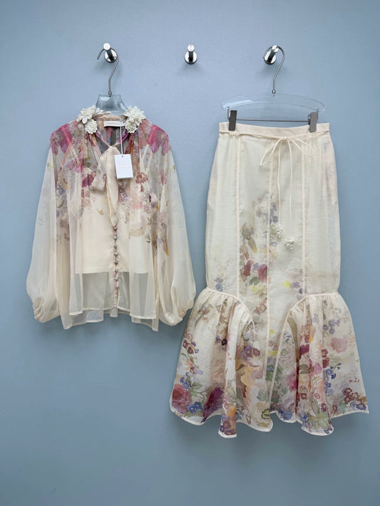 26New Floral-Print Two-Piece Set