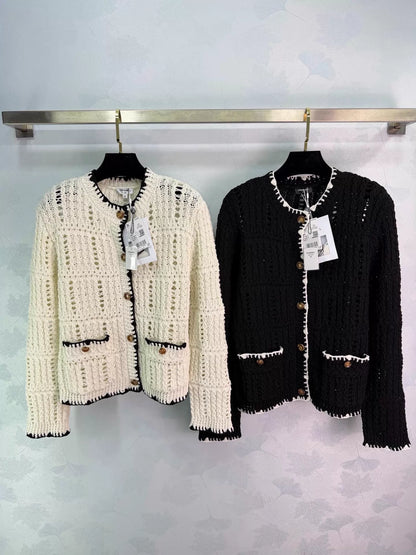 French-style crochet knit cardigan