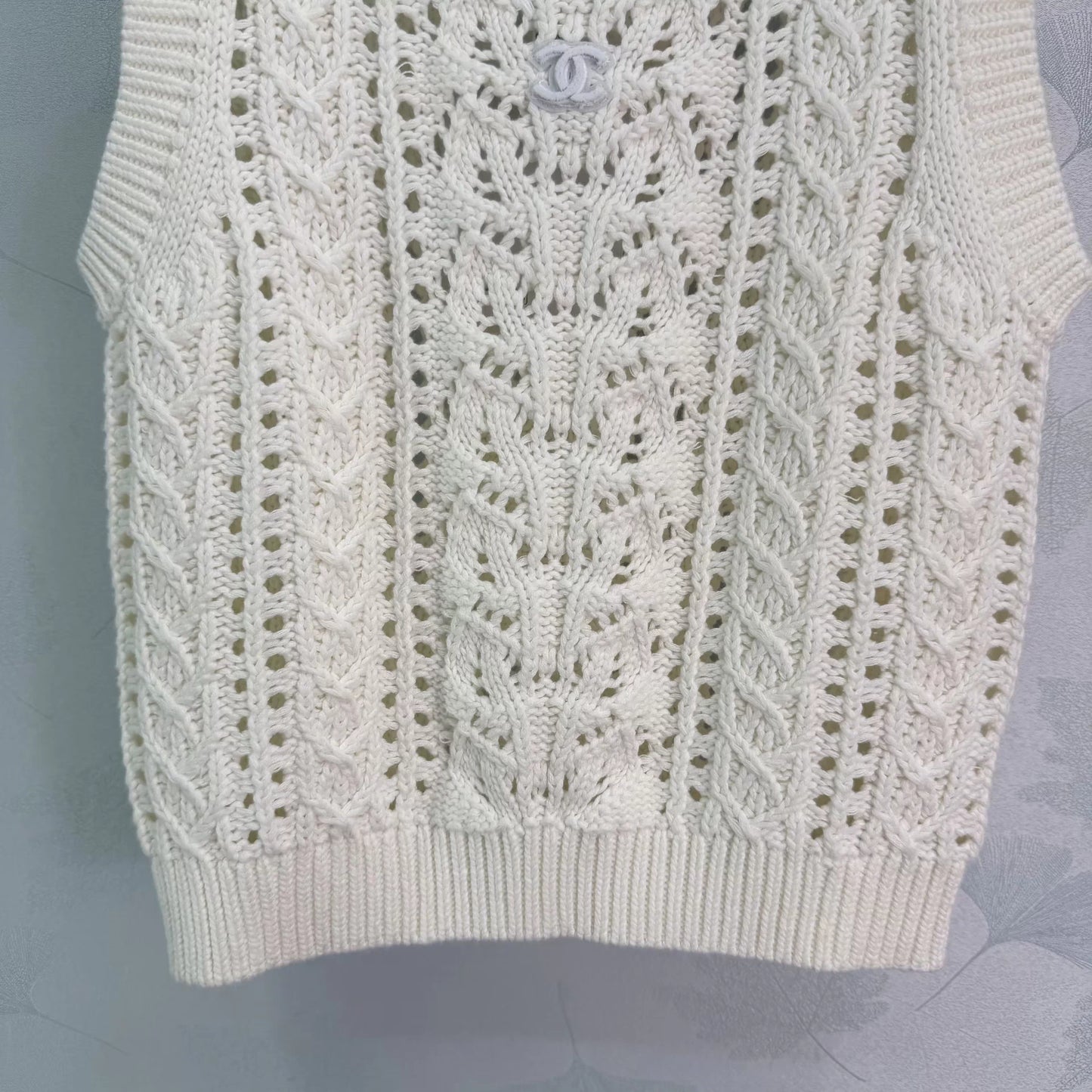 Openwork Knit Sleeveless Vest