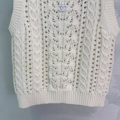Openwork Knit Sleeveless Vest