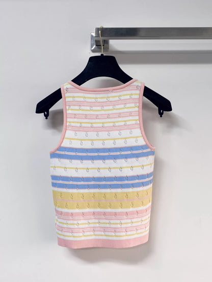 26ss Colorful Striped Knitted Vest