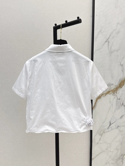 3D floral short-sleeved shirt