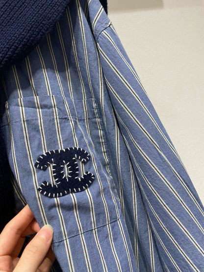 Shawl-style two-piece shirt set