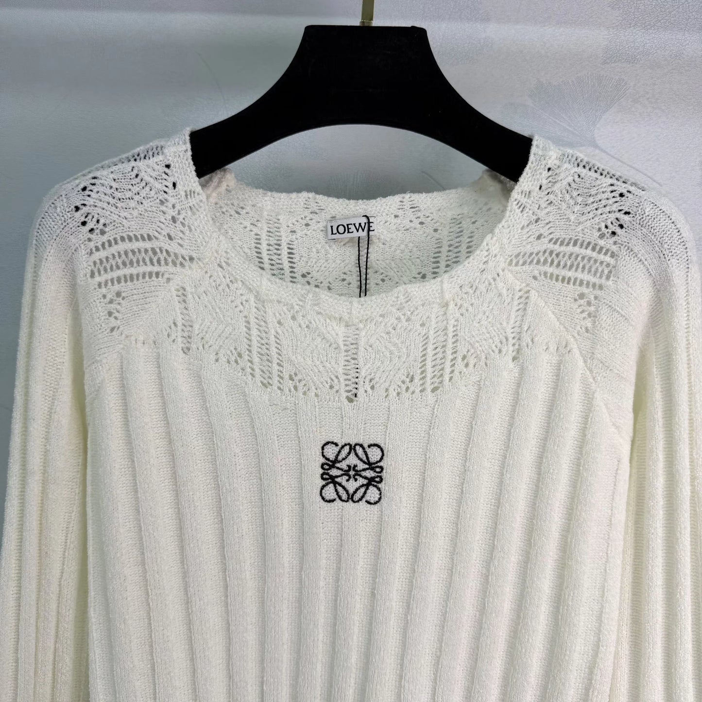 Openwork Knit Long-Sleeve Top