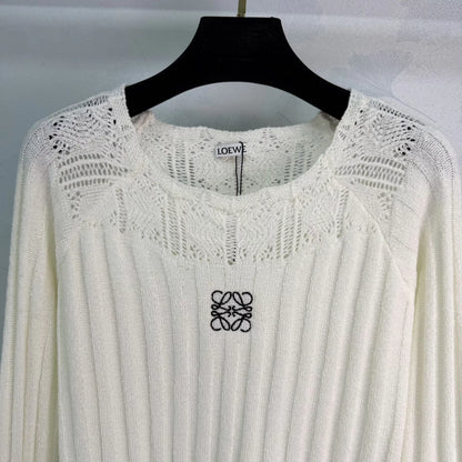 Openwork Knit Long-Sleeve Top