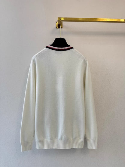 Preppy style color-blocked cardigan