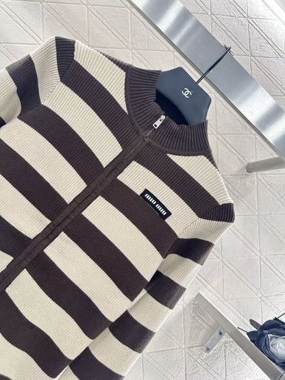 25fw Striped knitted cardigan