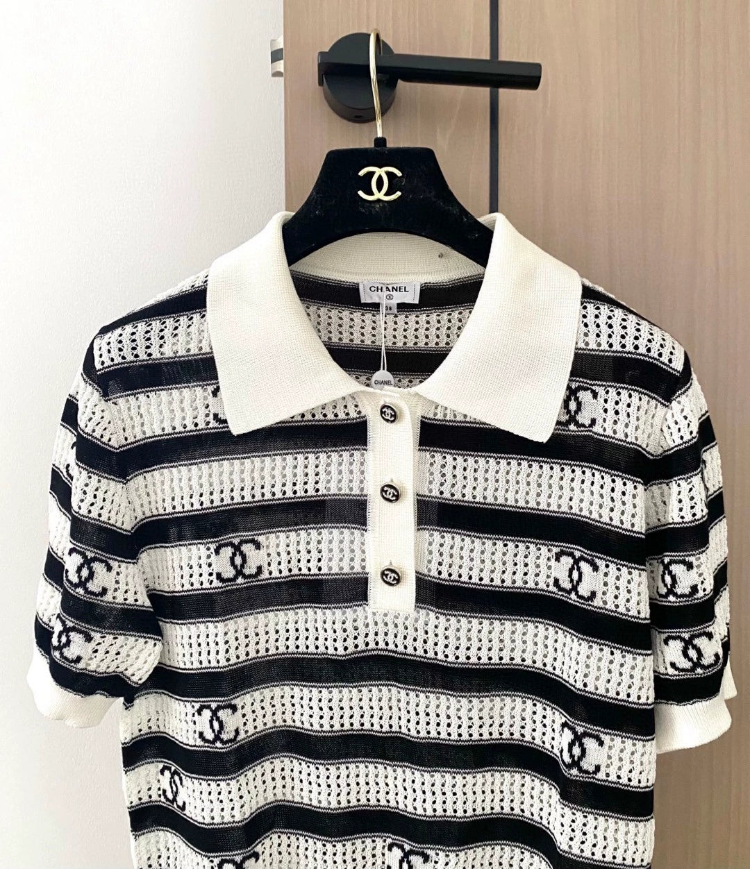 Striped collared T-shirt
