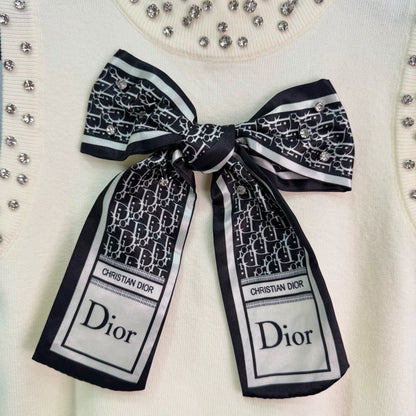 Silk scarf bow vest