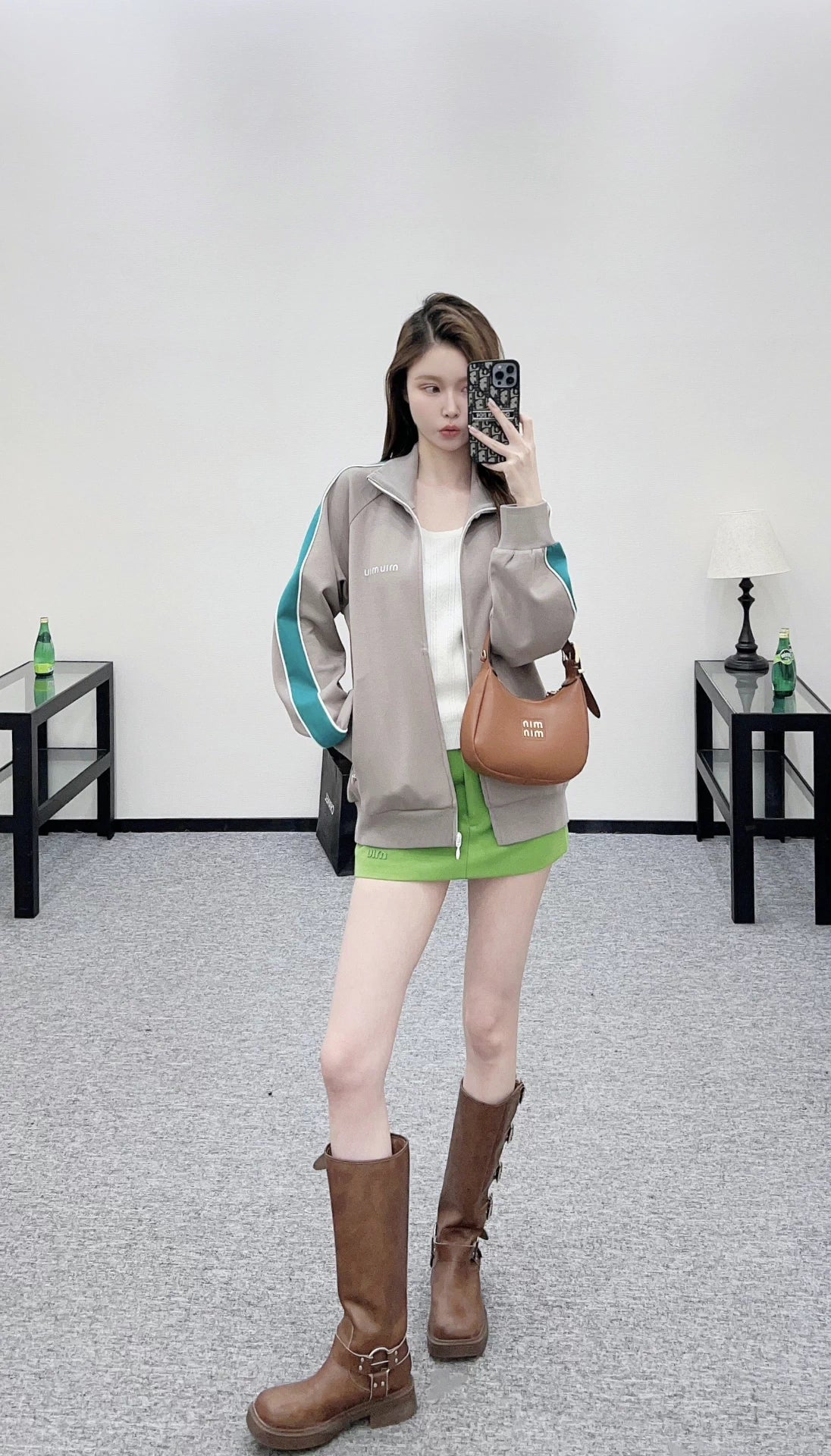 Stand-up collar woven casual jacket