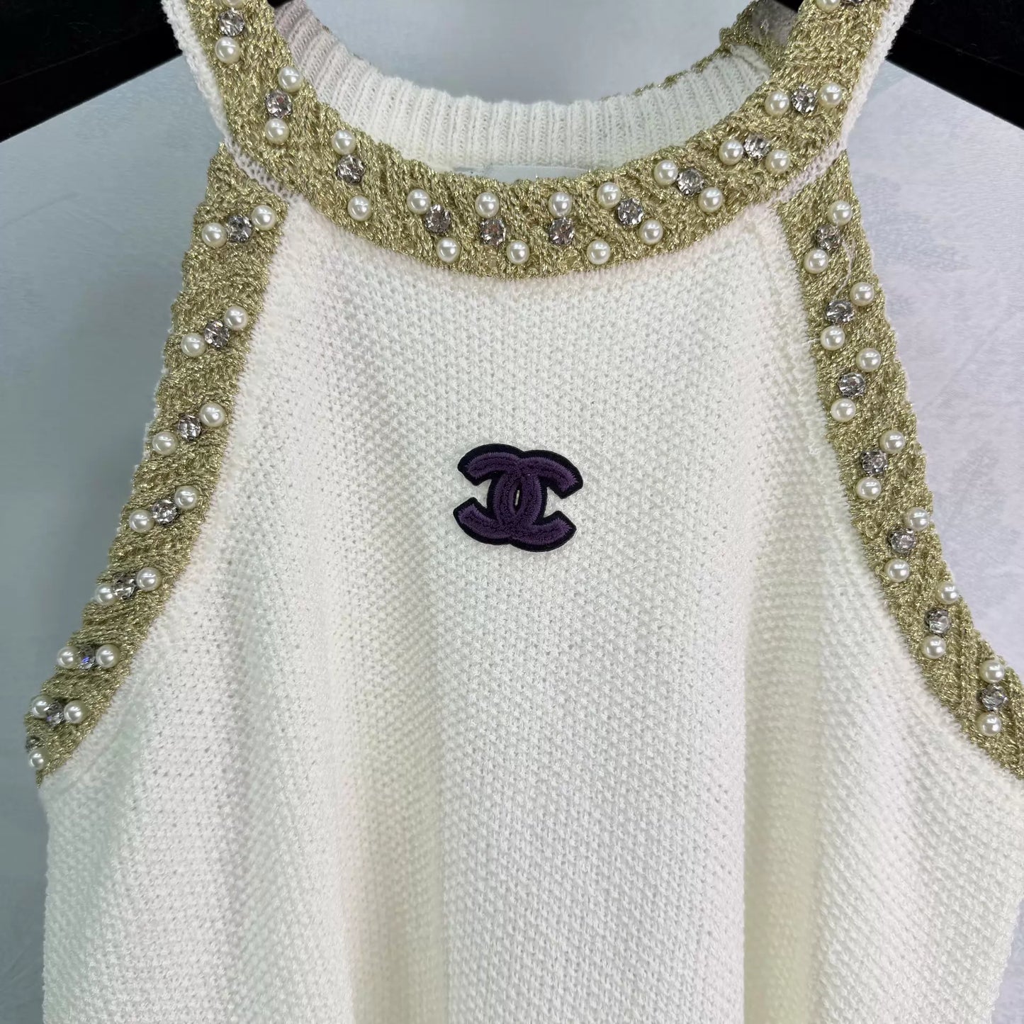 26ss Rhinestone Knit Vest