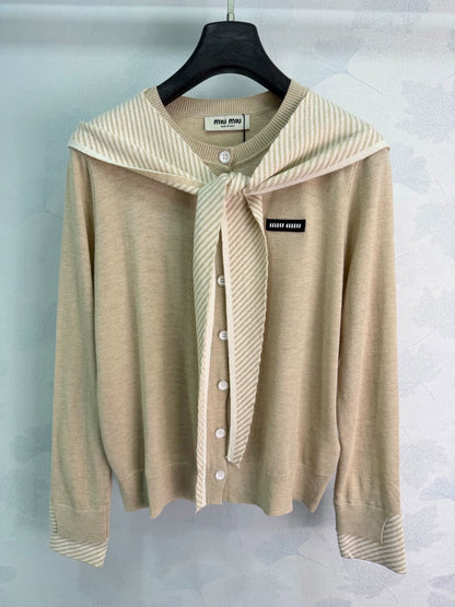 MiuMiu/26 Early Autumn New Striped Shawl Knit Cardigan