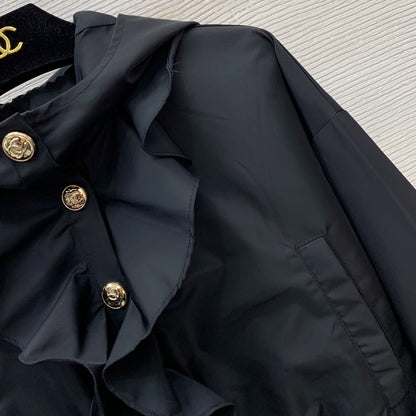 26ss Ruffled Hooded Nylon Jacket
