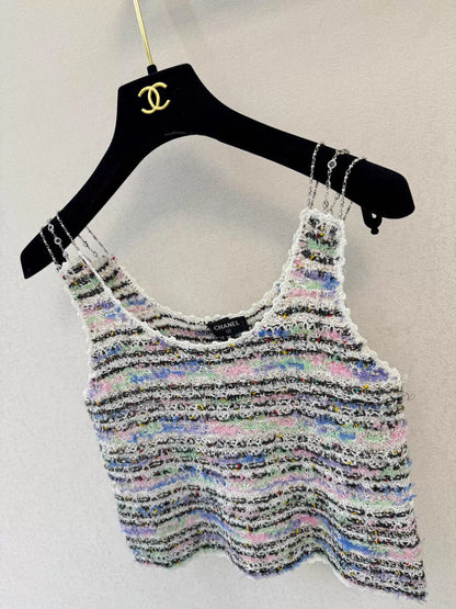 Colorful Tweed Chain Vest