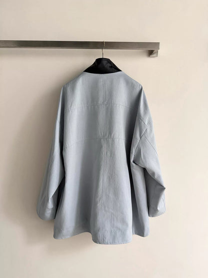 26ss Vintage-style light blue trench coat