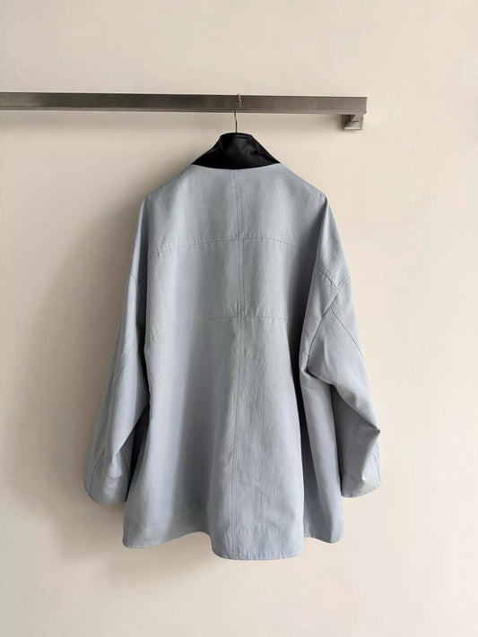 26ss Vintage-style light blue trench coat