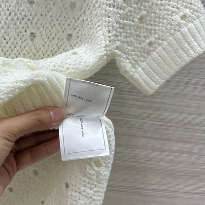 25fw hollow crocheted short-sleeved top