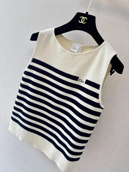 26ss Striped Sleeveless Knit Vest