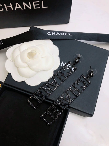 Letter rhinestone earrings